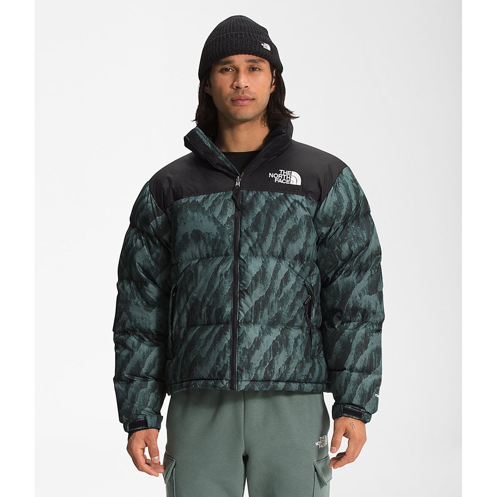 The North Face Nuptse Jacket Mens Australia - The North Face Printed 1996 Retro Green (XCR-436270)